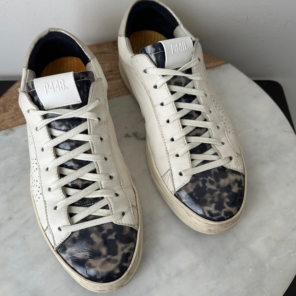 P448 White Leather Shoes made in Italy Sneakers size 41 Jack Turtle